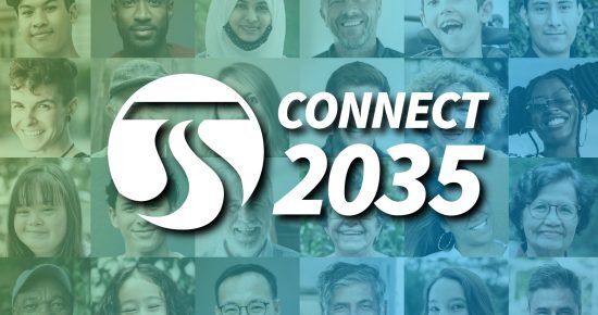 Collage of diverse smiling faces with the STA and "CONNECT 2035" logo in the center.