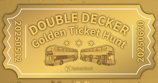 STA bus Double Decker Golden Ticket Hunt gold ticket graphic with two double-decker buses and dates 20230512 and 20250620.